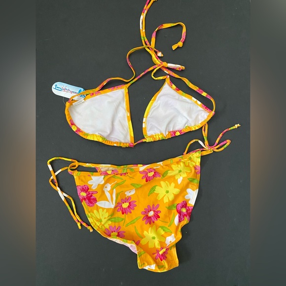 Hoopa orange floral print Bikini Women’s Size XL - Picture 4 of 10